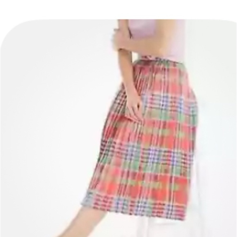 J Crew Colorful Shimmery Plaid Midi Skirt - size 6